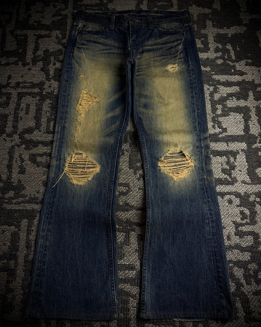 The Murder License Mud Wash Destroyed Studded Flared Jeans