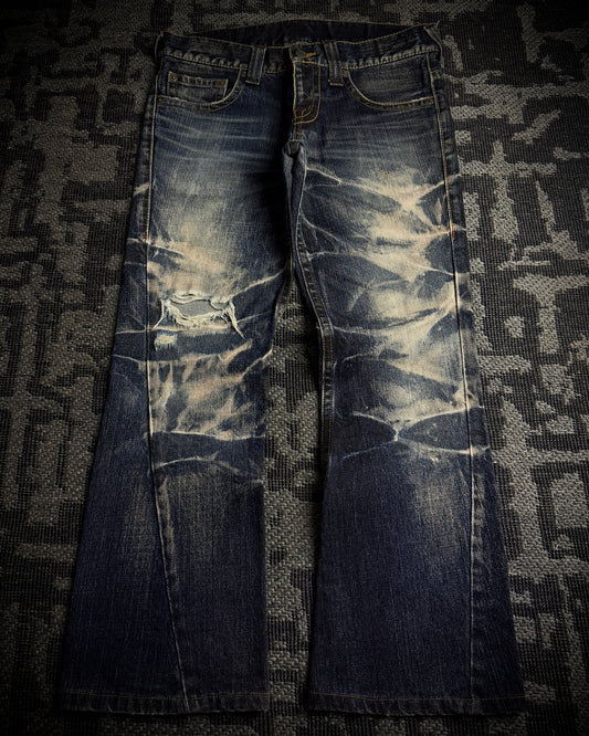 Tornado Mart Faded Distressed Boot Cut Jeans