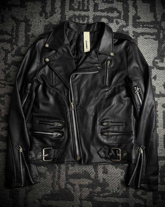 Attachment Multi-zip leather biker jacket