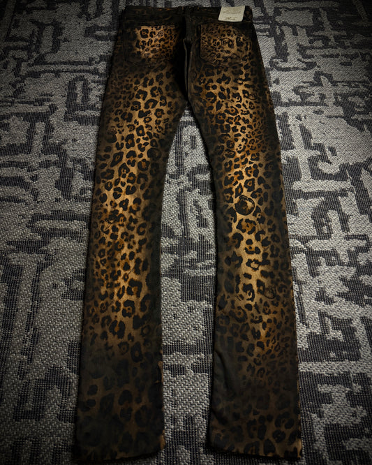 Roen Leopard Skull Fade Coated Slim Denim