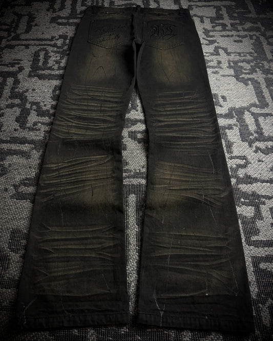 Xfrm Rust Fade Paint Embroidered Bootcut Denim