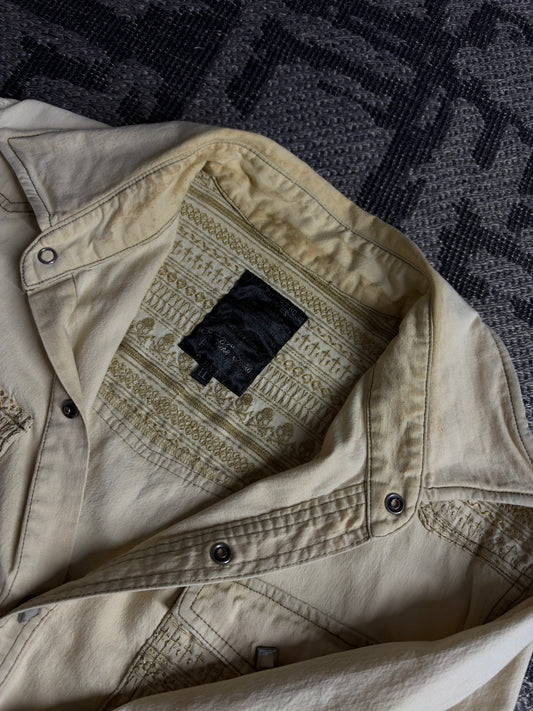 In the Attic Skull Cross Embroidered 3/4 Sleeve Shirt
