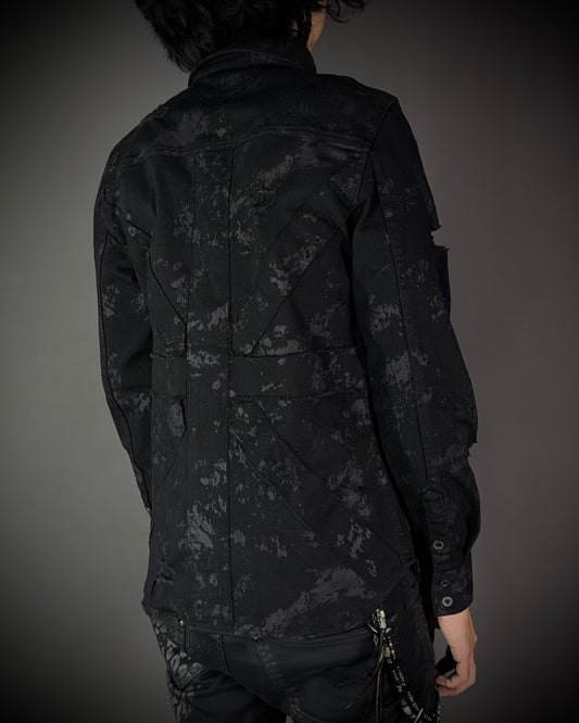 Xfrm × Jury Black Coated Splatter Studded Shirt