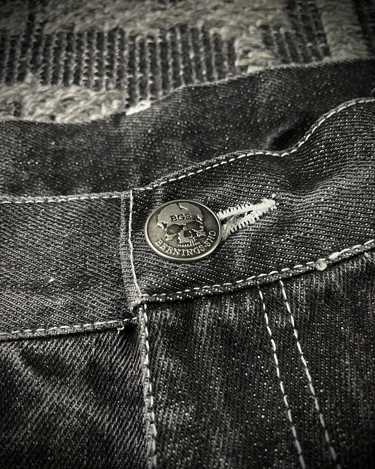 Bernings Sho Silver Stitch Multi-zip Distressed Poem Bootcut Jeans