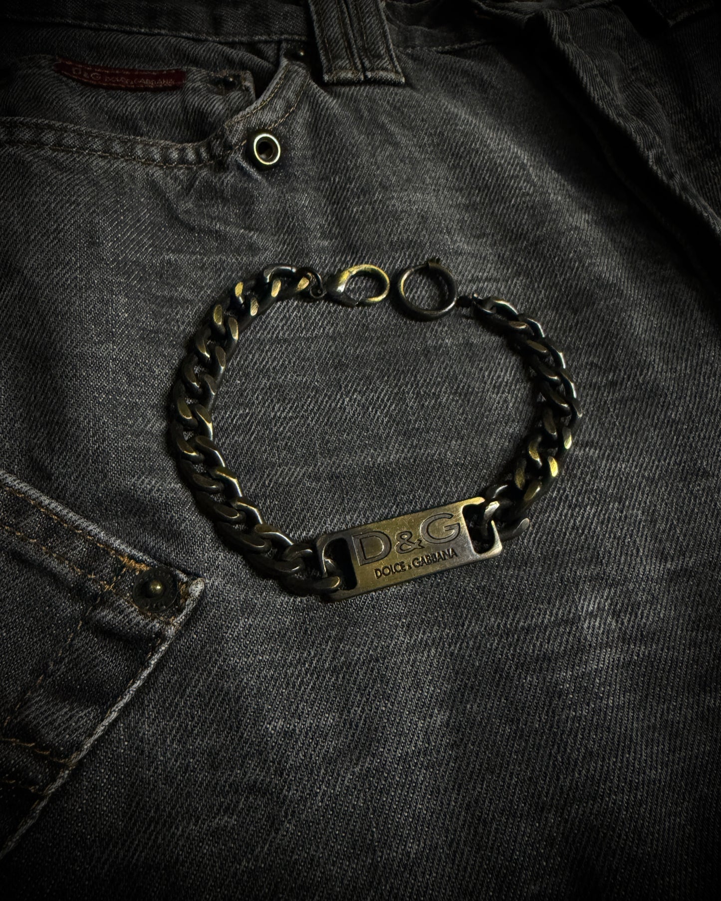 Dolce & Gabbana AW2003 Chain Detail Wide Straight Jeans