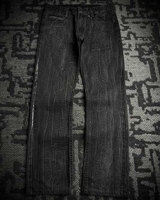 Dolce & Gabbana 2000s Crackle Wash Slim Straight Jeans