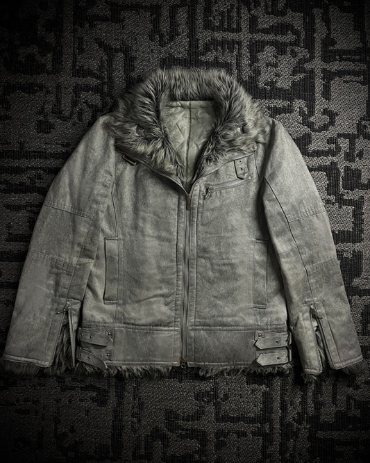 Tornado Mart Wolf Grey Faux Fur Jacket
