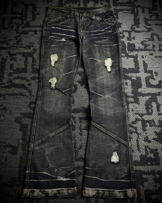 Black Crown Japanese Distressed Bootcut Denim