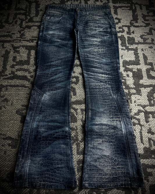 Tornado Mart Crocodile Lace-Up Flared Pants