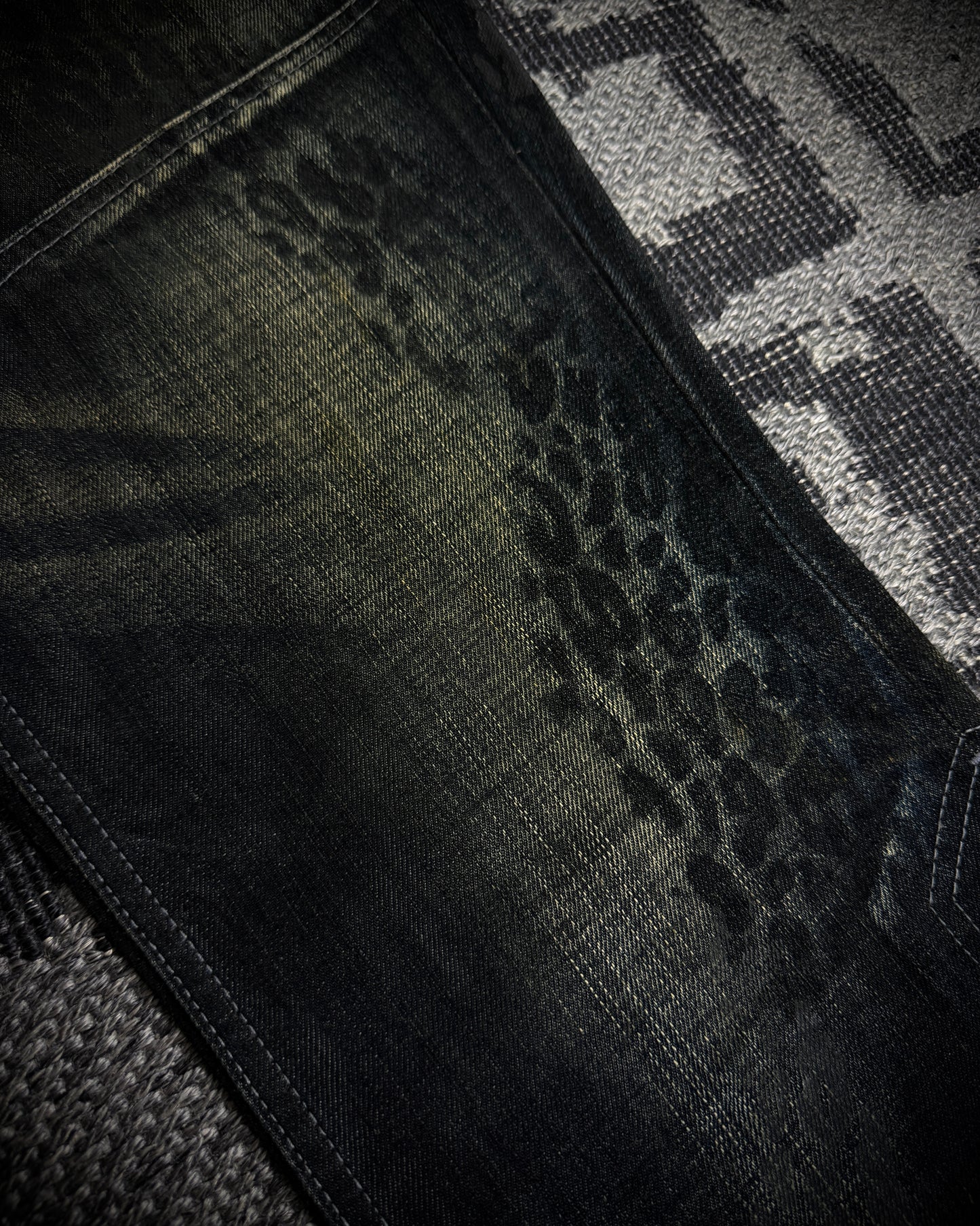 Tornado Mart Leopard Coated Lace-Up Flared Denim