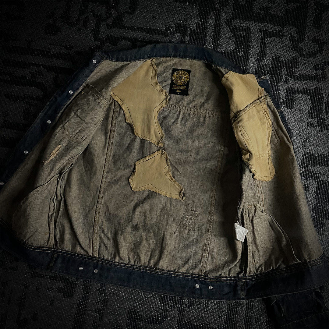 Midas Camo Patched Distressed Denim Jacket
