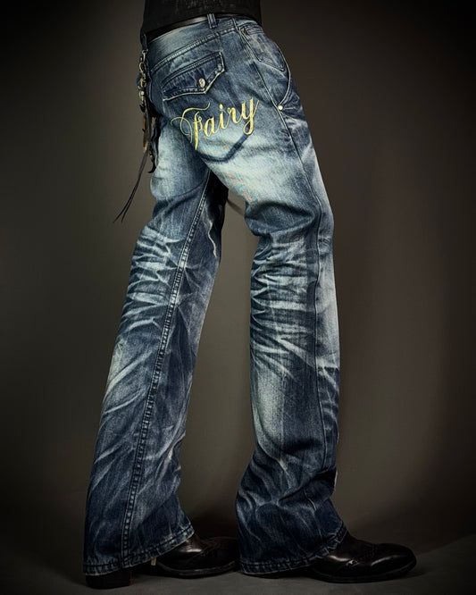 Vice Fairy Whiskered Distressed Bootcut Jeans