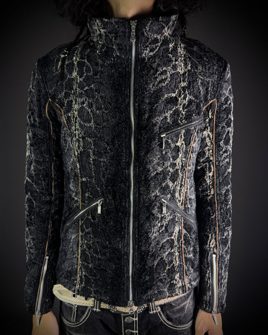 Tornado Mart Python Pattern Short Pile Jacket