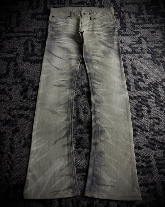 Tornado Mart Whiskered Black Gray Boot Cut Jeans