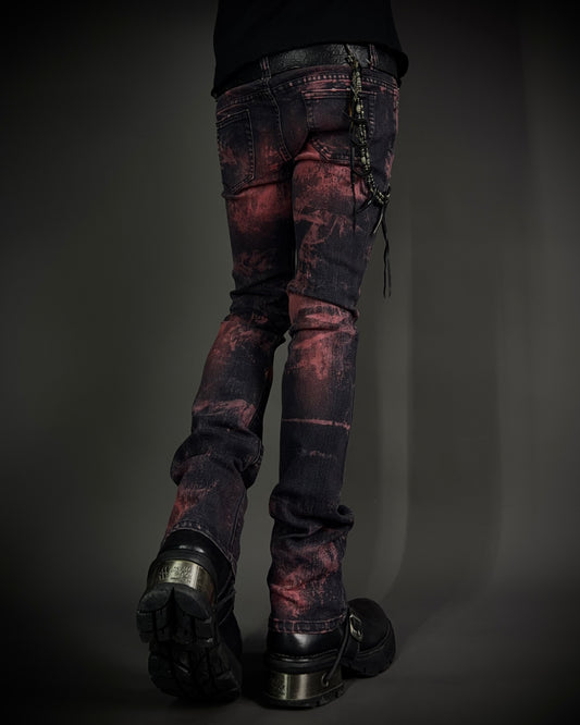 Sixh Bloodwash Gothic Print Denim