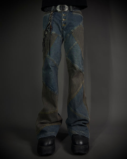 Tornado Mart Patchwork Cowboy Flared Jeans
