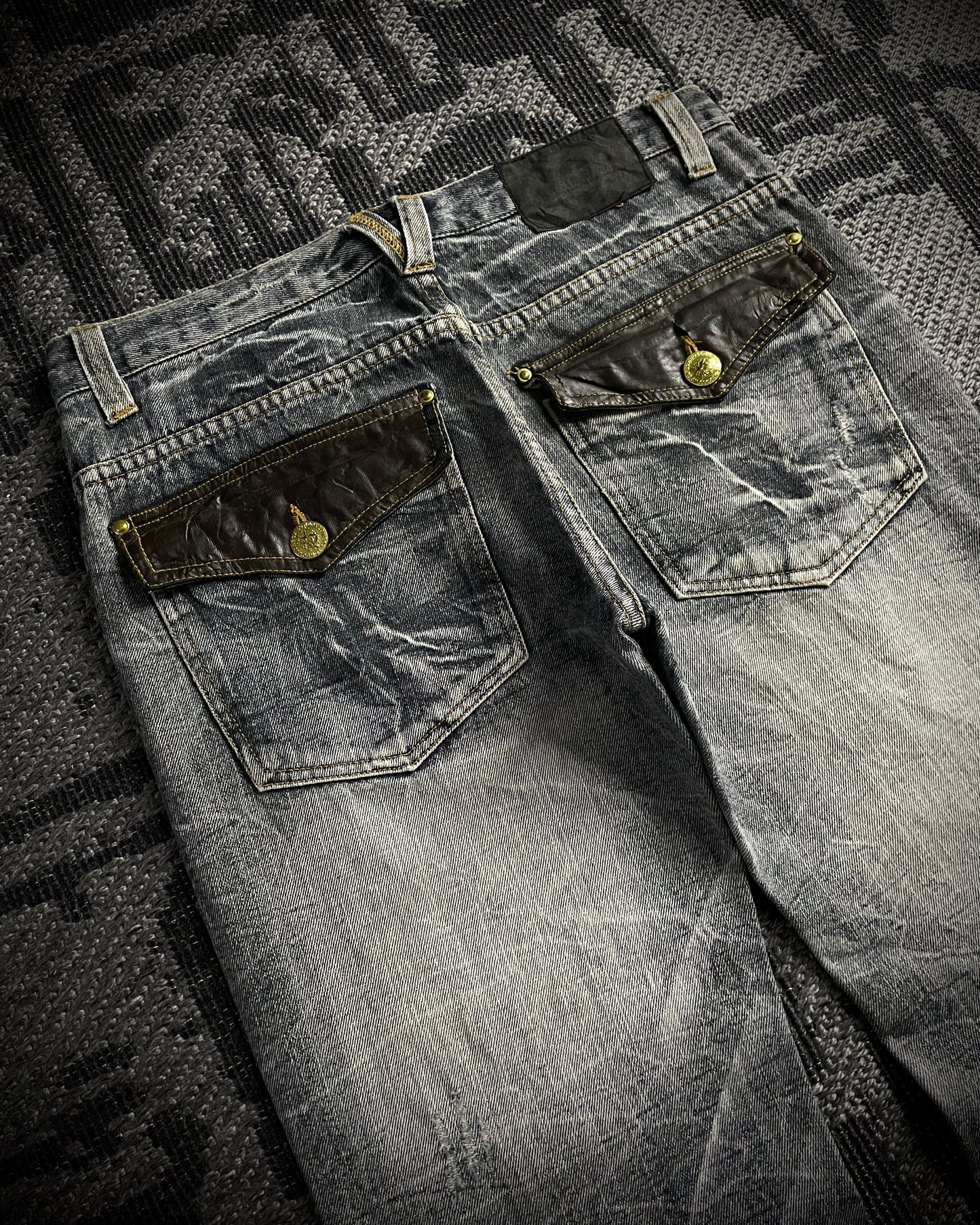 Lowbox Cracked Lace Up  Distressed  Flared Jeans