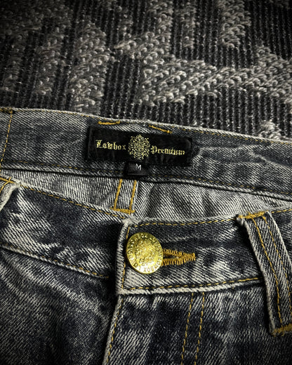 Lowbox Cracked Lace Up  Distressed  Flared Jeans