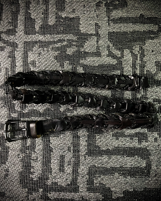 Tornado Mart Snake Skeleton Leather Belt with Chain