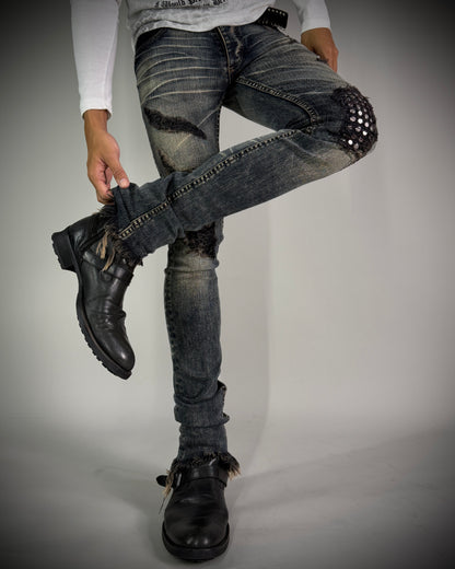 Fagassent Toshiki Aoki EMERALD Blow Cut Destroyed Stretch Denim