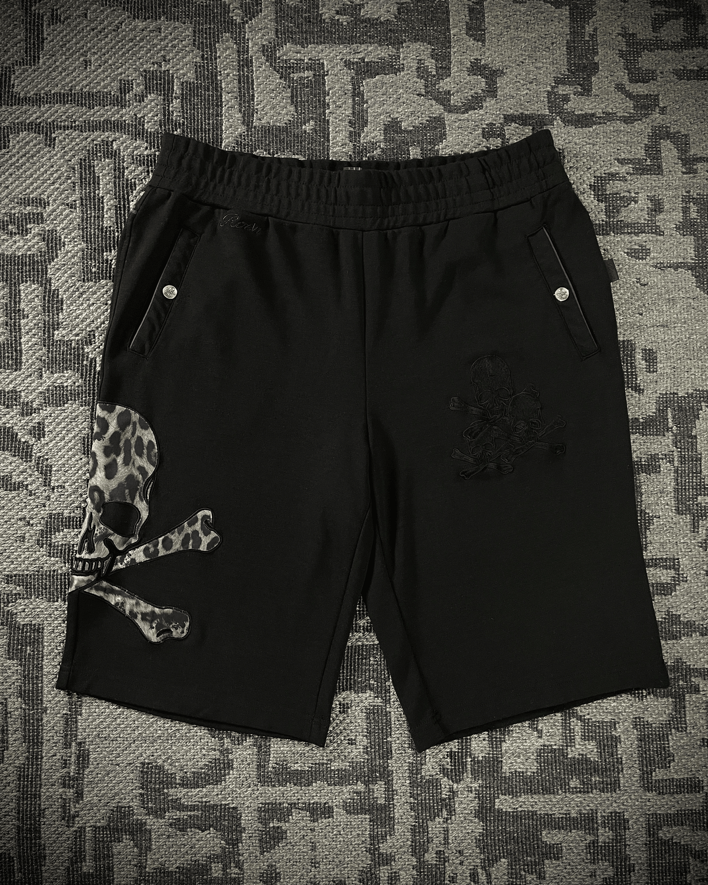 Roen White Leopard Skull Shorts