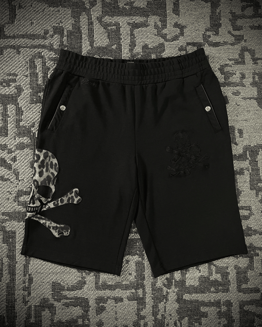 Roen White Leopard Skull Shorts