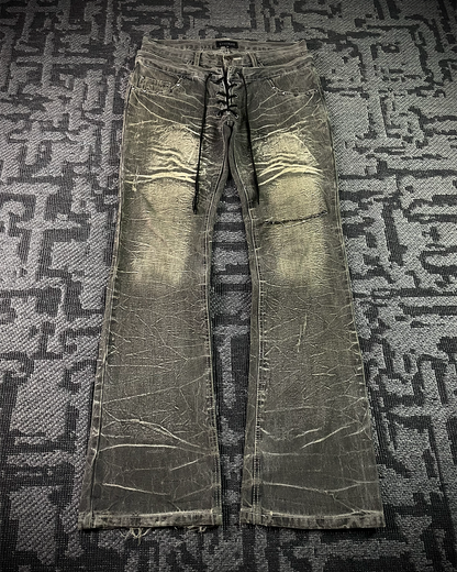 Lowbox Double Waisted Lace Up Flared Jeans