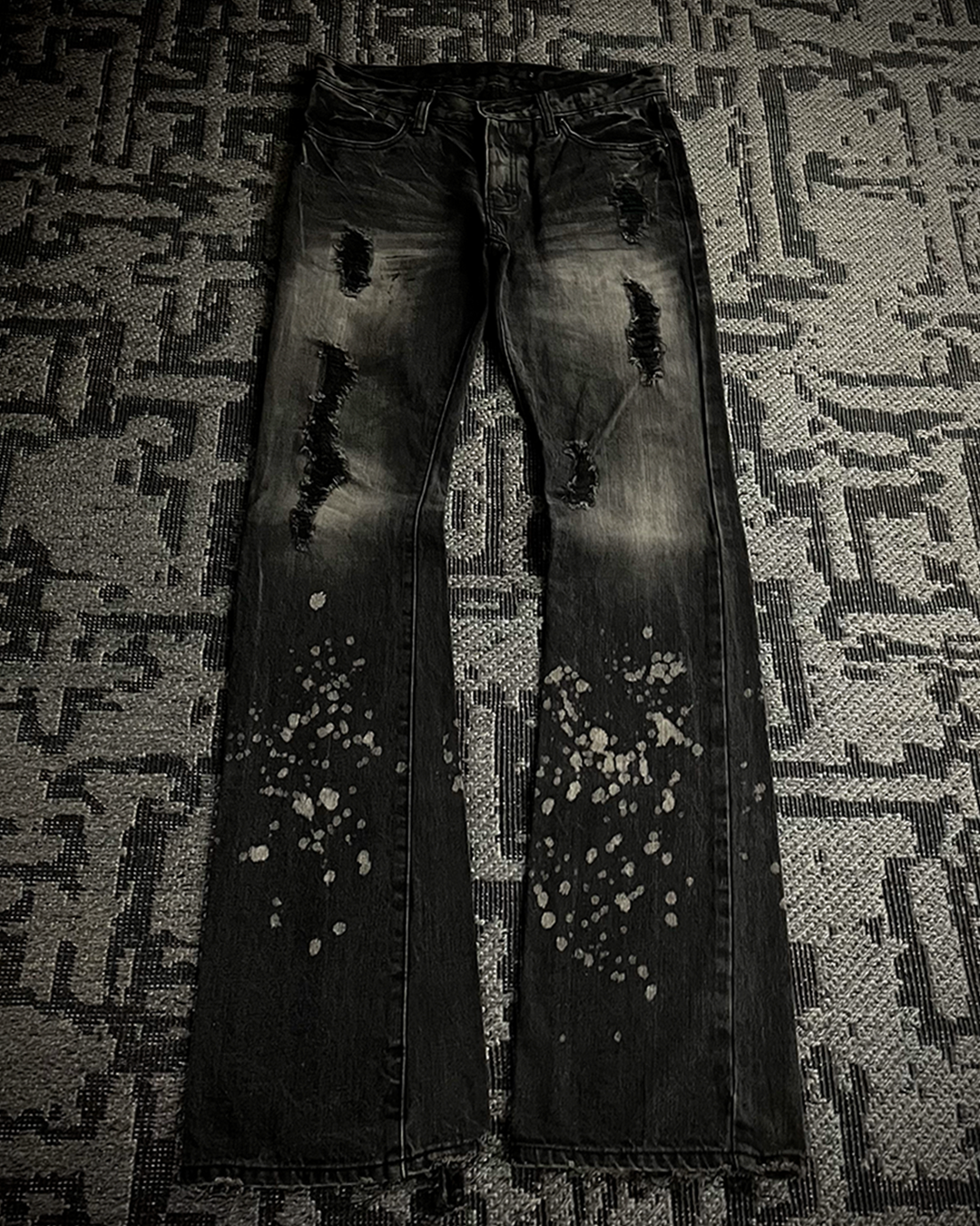 Fuga Distressed Black Faded Bootcut Jeans