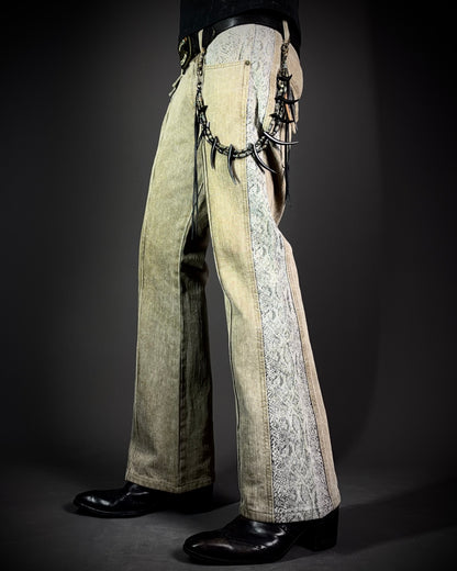 Morgan Homme Python Panel Flared Jeans