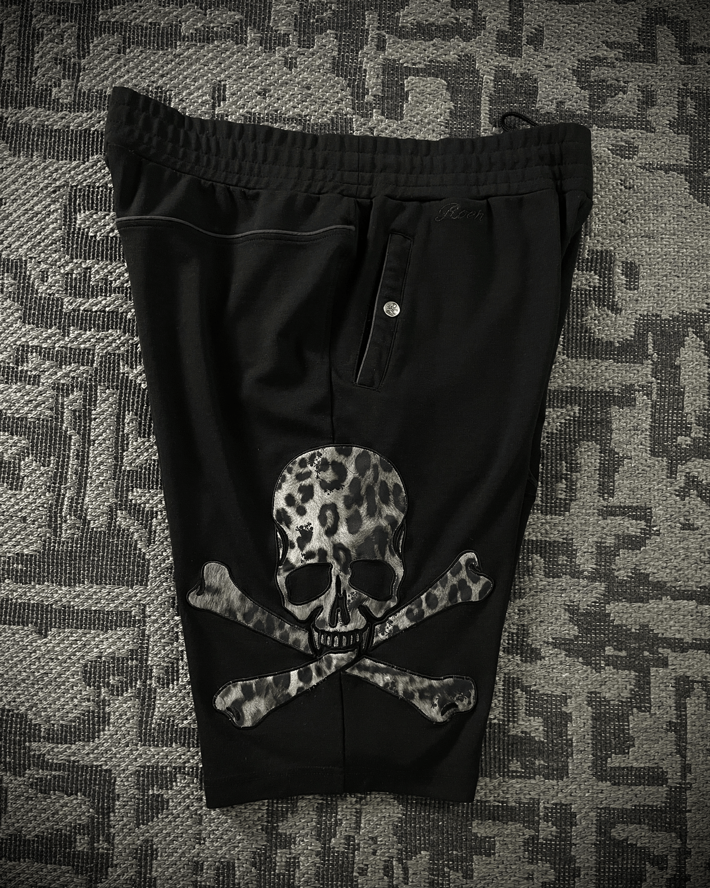 Roen White Leopard Skull Shorts