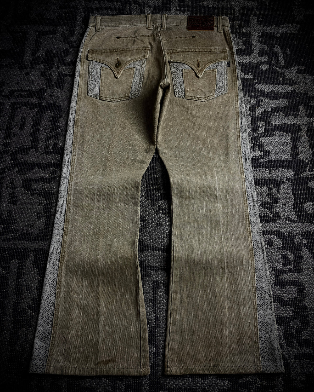 Morgan Homme Python Panel Flared Jeans
