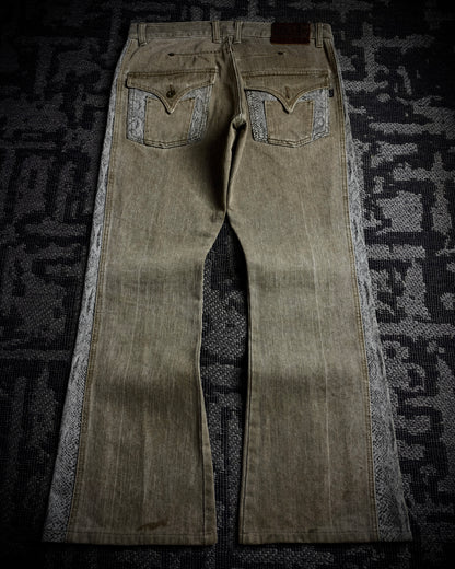 Morgan Homme Python Panel Flared Jeans