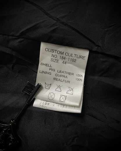 CUSTOM CULTURE Real Fur Multi-Pocket Leather Jacket