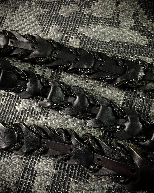 Tornado Mart Snake Skeleton Leather Belt with Chain