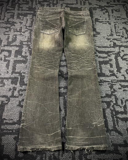 Lowbox Double Waisted Lace Up Flared Jeans