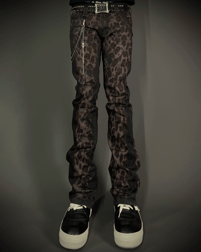 Roen Leopard Waxed Jeans