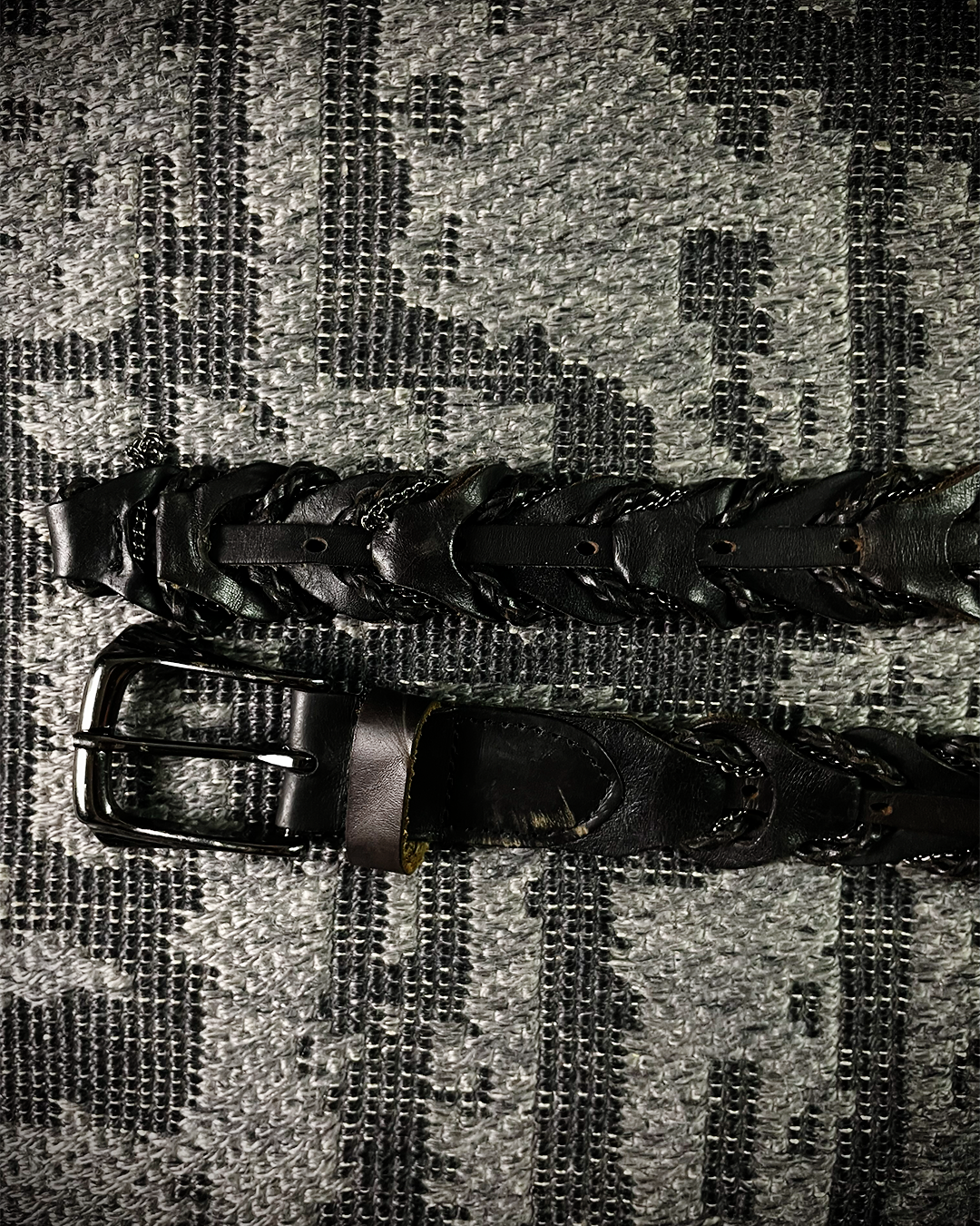 Tornado Mart Snake Skeleton Leather Belt with Chain