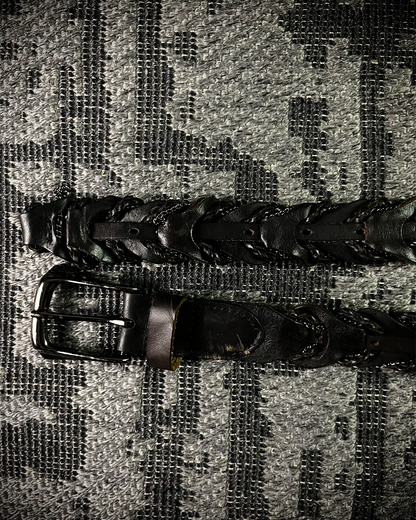 Tornado Mart Snake Skeleton Leather Belt with Chain