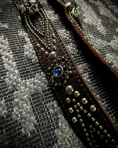 Tornado Mart Pirate Skull Blue Gem Leather Belt