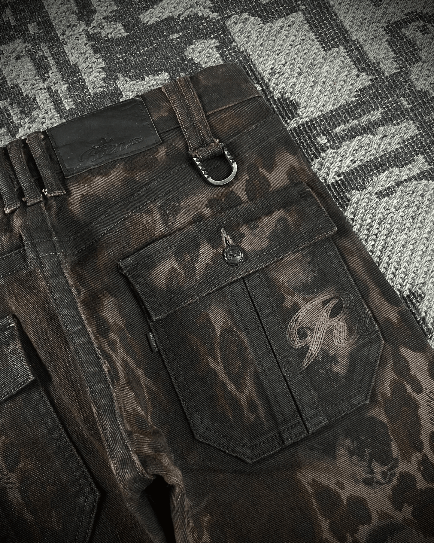 Roen Leopard Waxed Jeans