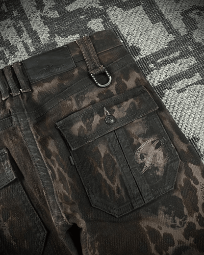 Roen Leopard Waxed Jeans