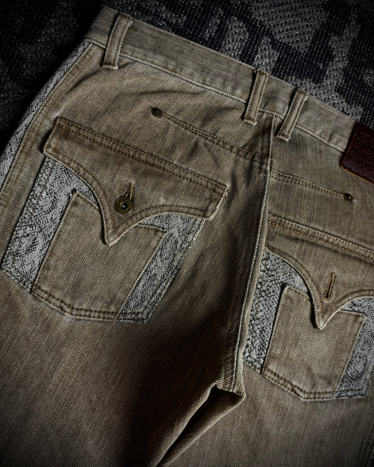 Morgan Homme Python Panel Flared Jeans