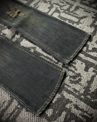 Midas Mud Washed Camo Double Waisted Lace-Up Flared Denim