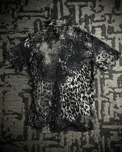 Tornado Mart White Leopard Sheer Shirt