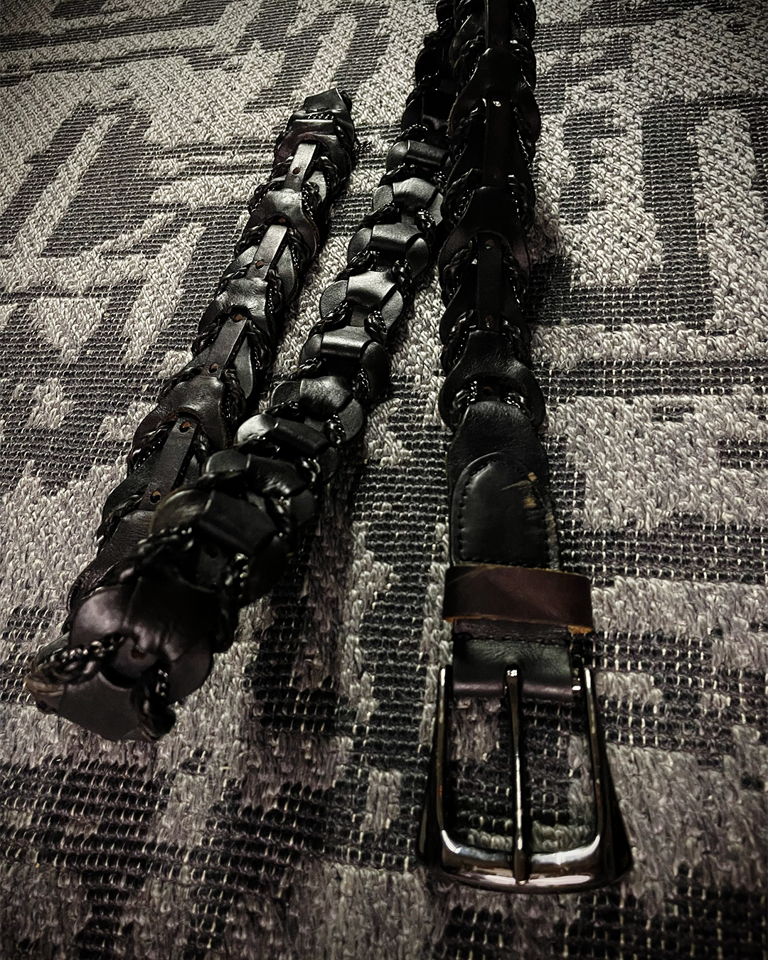 Tornado Mart Snake Skeleton Leather Belt with Chain