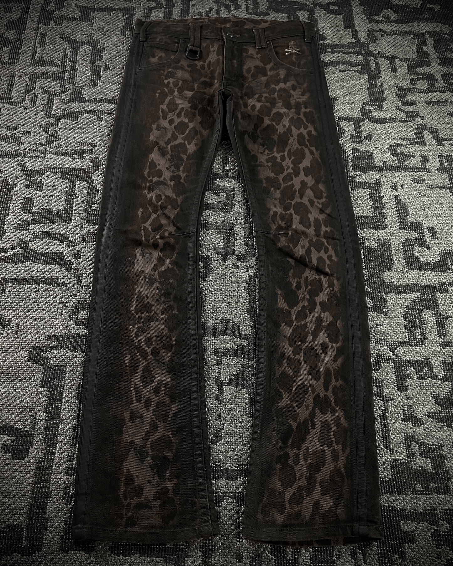 Roen Leopard Waxed Jeans