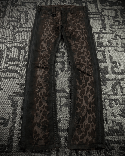 Roen Leopard Waxed Jeans