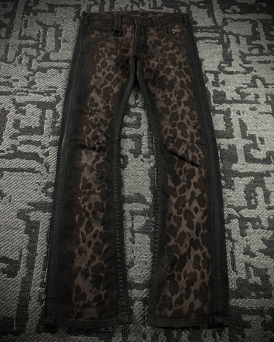 Roen Leopard Waxed Jeans