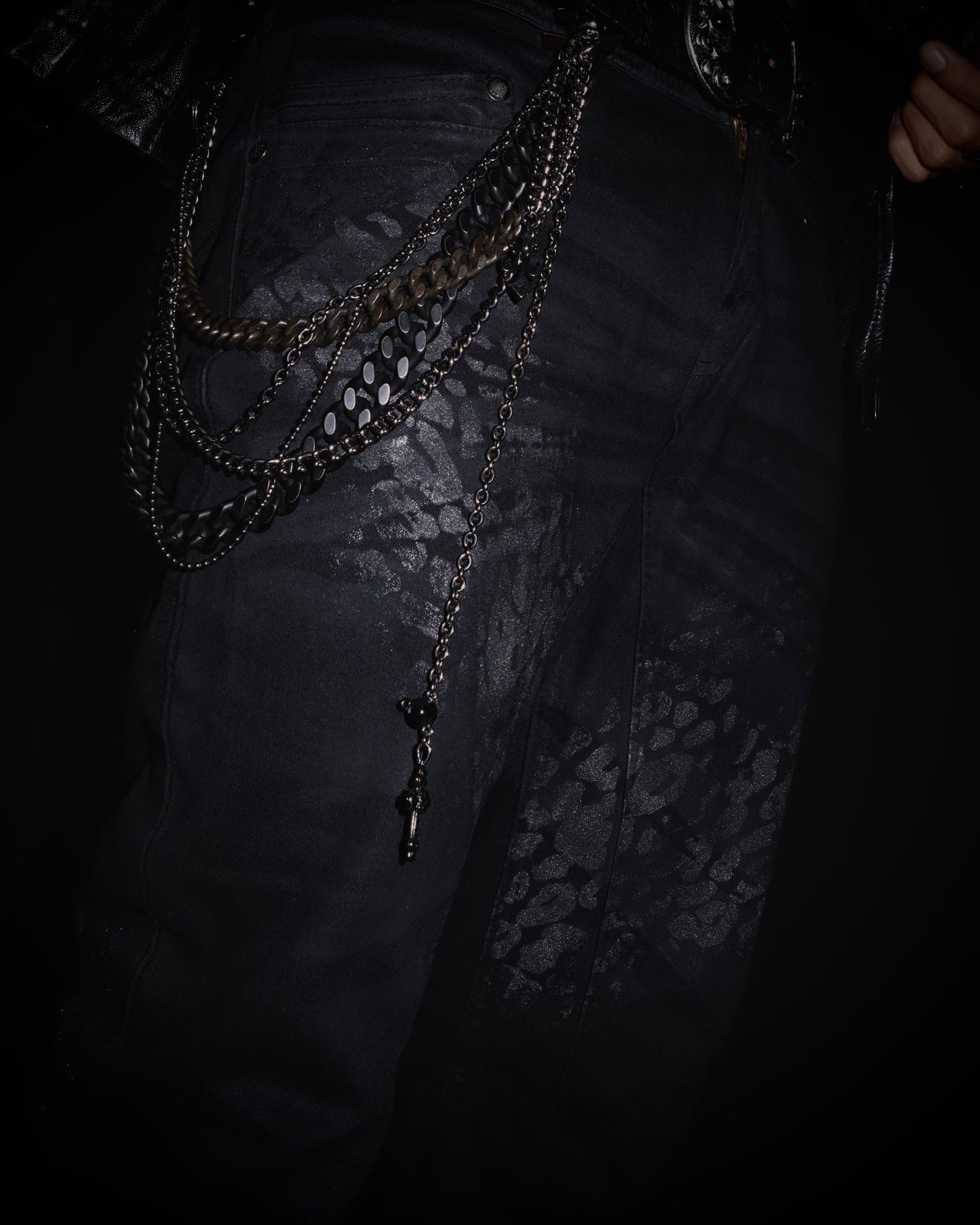 Jack Rose x Luv Maison Leopard Glitter Coated Flare Jeans