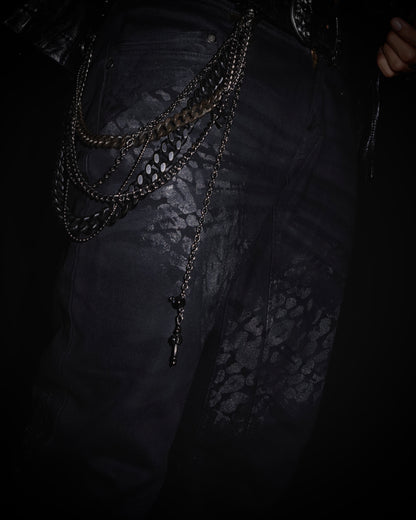 Jack Rose x Luv Maison Leopard Glitter Coated Flare Jeans